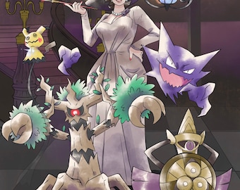 Custom Pokemon retro art commission, Digital Illustration (8.5x11 JPEG)