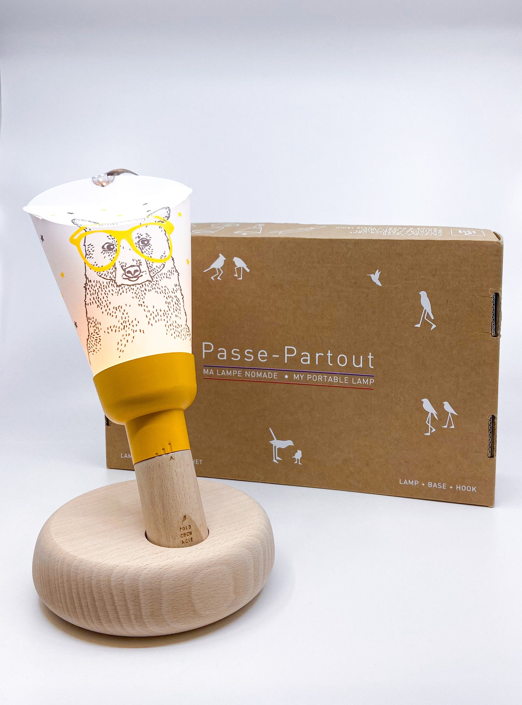 Lampe Nomade Ours A Lunettes Jaune