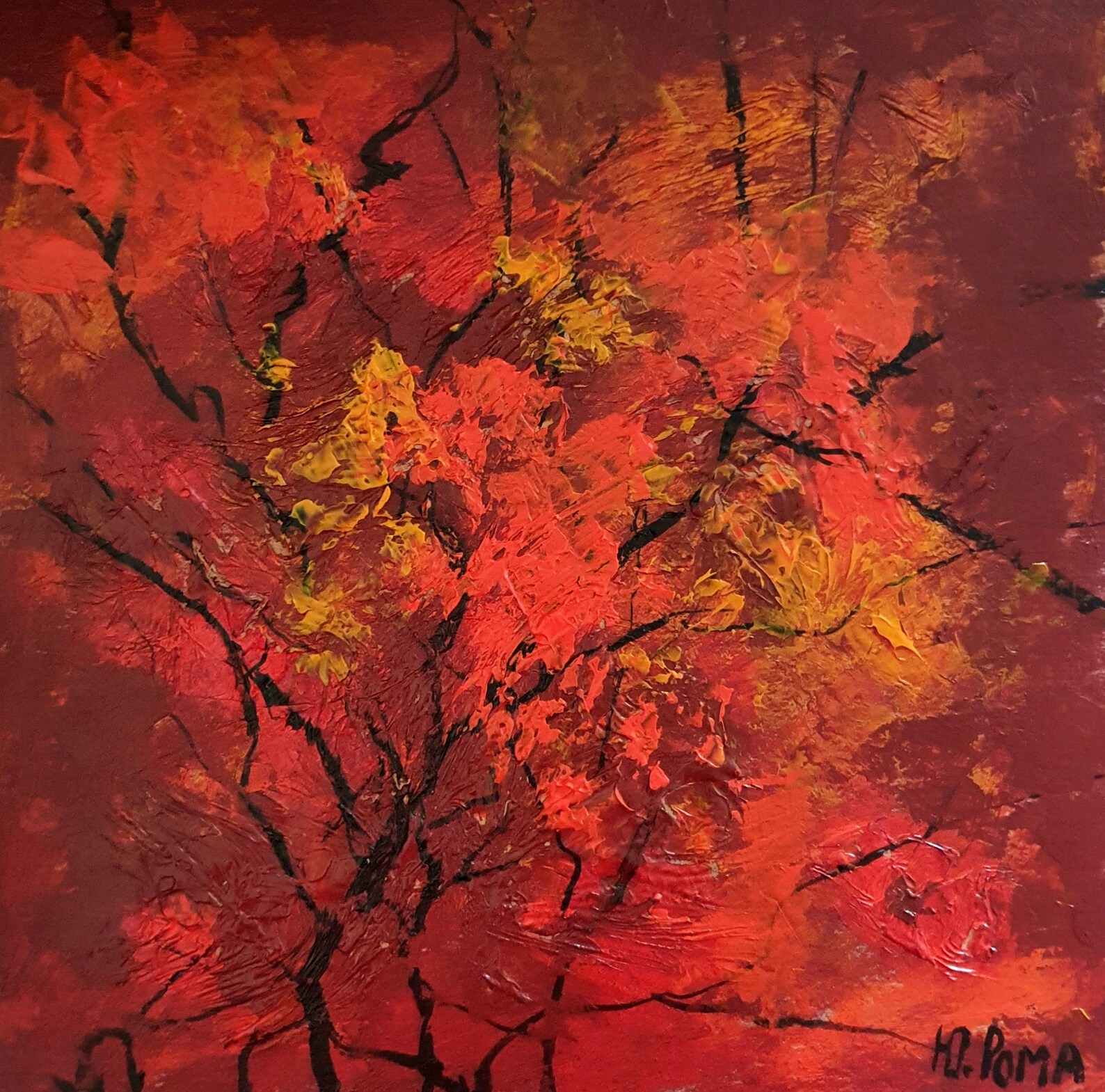 Acrylic Painting Home Wall Decor Red Painting Original Etsy