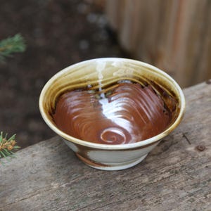 2.75x6.5&quot; Hand Thrown Ceramic Pottery Bowl Woodfire Porcelain Wood Fire Orange Brown Black White Stoneware Hand Made Dinnerware Cereal Bowl