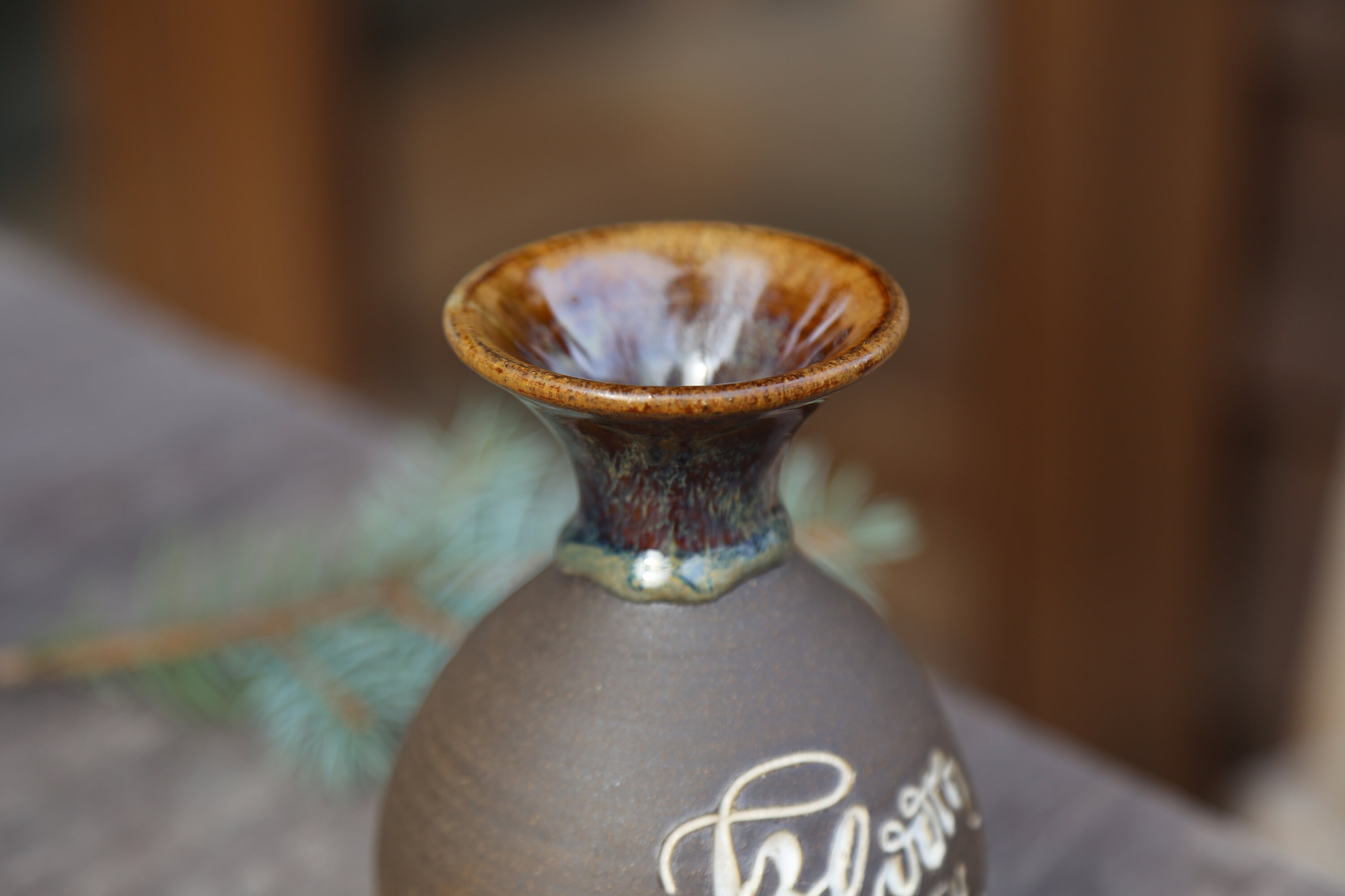 5.5 Hand Thrown Ceramic Pottery Vase Hand Carved Saying - Etsy
