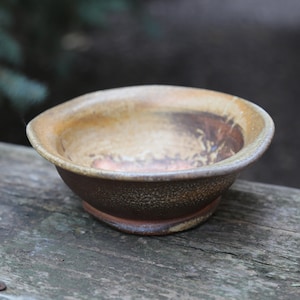 7.25&quot; HandThrown Ceramic Pottery Bowl Woodfire Porcelain Wood Fire Orange Brown Black White Stoneware HandMade Serving Fruit Bowl Dinnerware