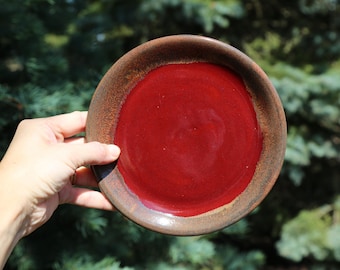 Pottery Plate: 8" Stoneware Ceramic Dish Set Serving Platter Kitchen Dessert Dinnerware Wedding Bridal Shower Gift