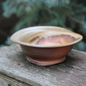 7.5&quot; HandThrown Ceramic Pottery Bowl Woodfire Porcelain Wood Fire Orange Brown Black White Stoneware Hand Made Serving Fruit Bowl Dinnerware