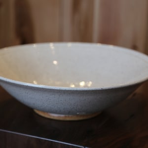 13&quot; Hand Thrown White And Black Speckled Ceramic Stoneware Serving Bowl Pottery