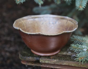 8.5" HandThrown Ceramic Pottery Bowl Woodfire Porcelain Wood Fire Orange Brown Black White Stoneware Hand Made Serving Fruit Bowl Dinnerware