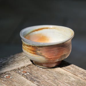 2.5”x4.25&quot; Hand Thrown Ceramic Pottery Bowl Woodfire Porcelain Orange Brown Black White Stoneware Hand Made Dinnerware Cereal Bowl Gift