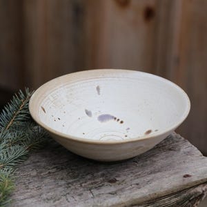 8.75x2.75”Hand Thrown Brown Ceramic Pottery Stoneware Bowls Dinnerware Cream Serving Dish Bowls White Beige Unique Hand Made Collectors