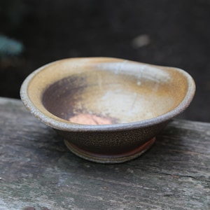 7.75&quot; HandThrown Ceramic Pottery Bowl Woodfire Porcelain Wood Fire Orange Brown Black White Stoneware HandMade Serving Fruit Bowl Dinnerware