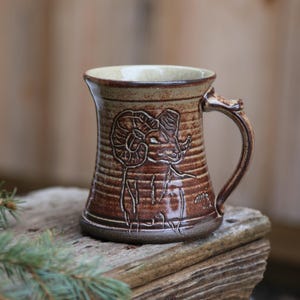 10-12oz Hand Carved Ram Mug Ceramic Brown Pottery Mug Stoneware Clay  Hunting Mug Coffee Cup Animal Mug Father Dad Grandpa Taxidermy Nature - Etsy