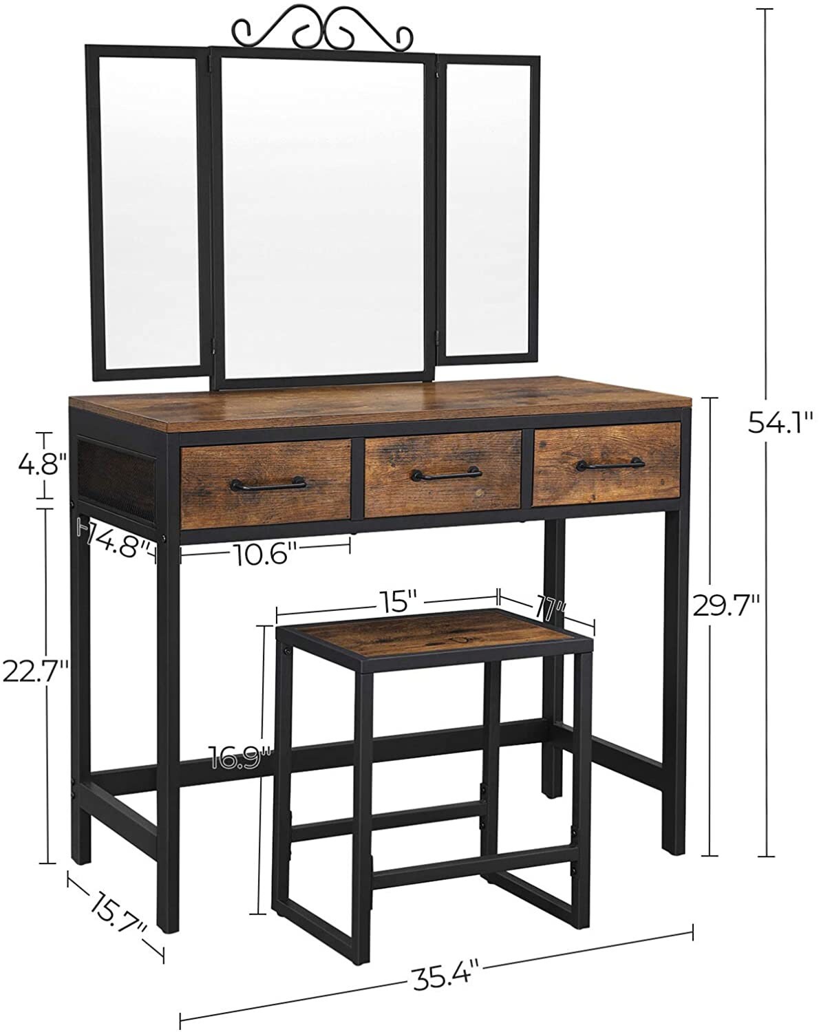 Rustic Vanity Table Set Etsy