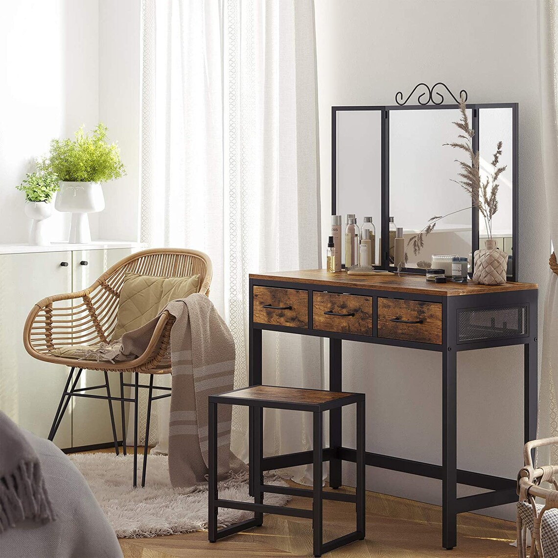 Rustic Vanity Table Set Etsy