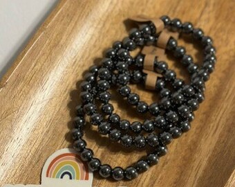 Pulsera elástica de hematita de 8 mm