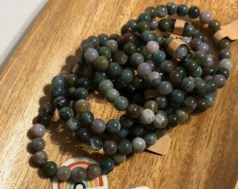 Pulsera elástica de ágata india de 8 mm