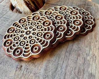 3D Printed Wood Coasters - Flower