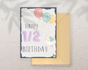 Printable Happy Half Birthday Greeting Card 6months Birthday Etsy
