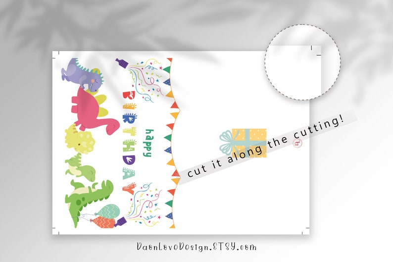 Printable Dinosaurs Happy Birthday Greeting Card Dino | Etsy
