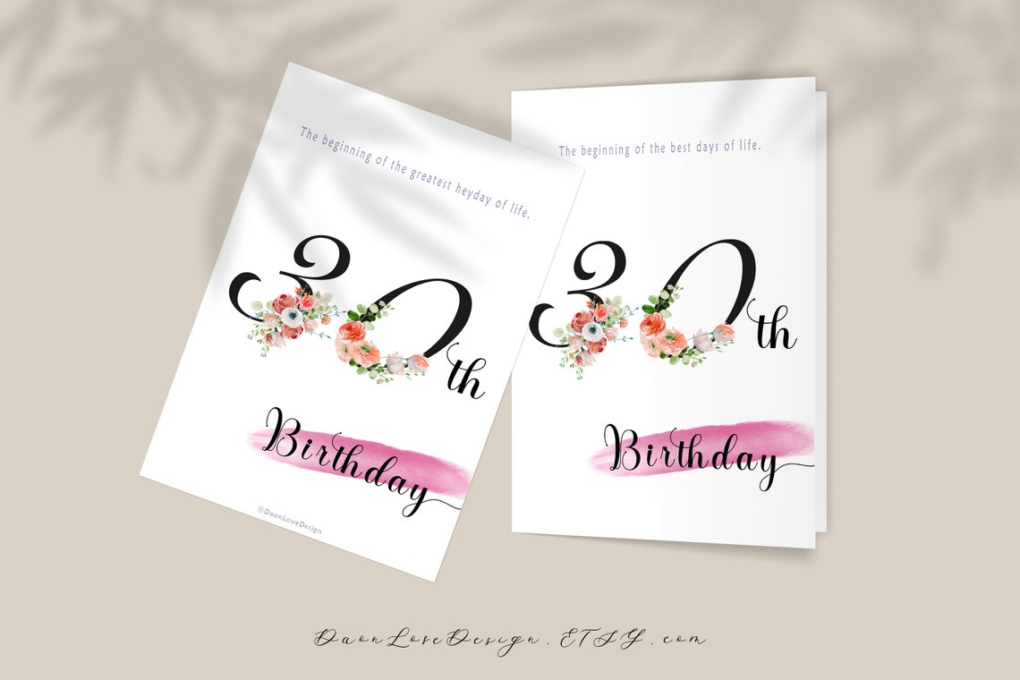 Printable Happy 30st Birthday Greeting Card 30 Years Old - Etsy