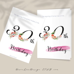 Printable Happy 30st Birthday Greeting Card 30 Years Old - Etsy