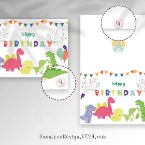 Printable Dinosaurs Happy Birthday Greeting Card Dino | Etsy