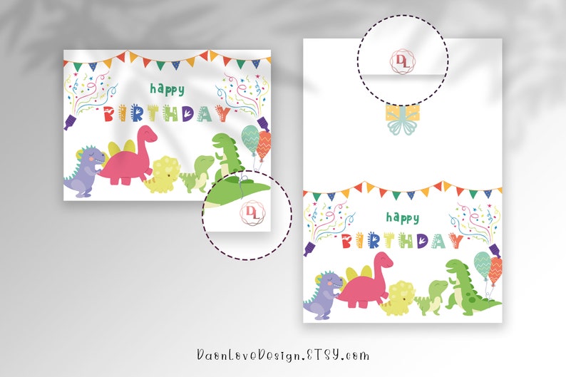 Printable Dinosaurs Happy Birthday Greeting Card Dino | Etsy