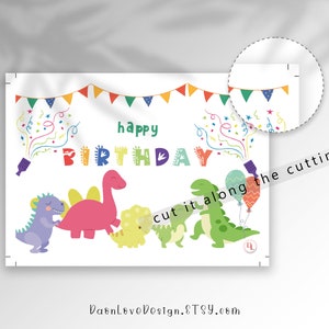 Printable Dinosaurs Happy Birthday Greeting Card Dino | Etsy