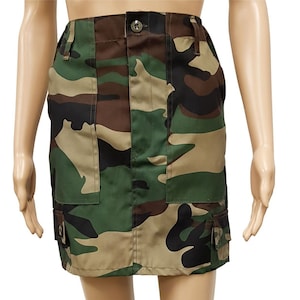 Trending Army Mini Skirt Woodland Camo Military Style Cargo Skirt