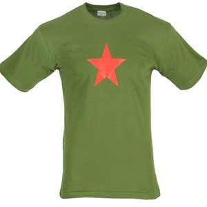 Vintage Military Olive T-shirt with Red Star Green Army Tee