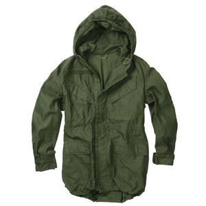 Parka del ejército original chaqueta de campo militar belga nueva condición combate abrigo largo verde oliva genuino emitido con capucha vintage excedente