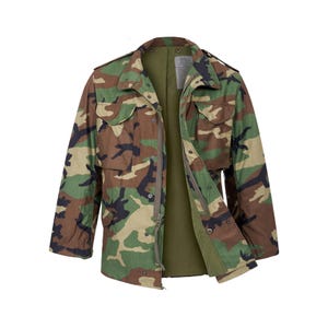 Men's 1980s Military Vintage 80s US Army M65 Woodland Camo Men's 1980s Military Vintage 80s US Army M65 Woodland Camo