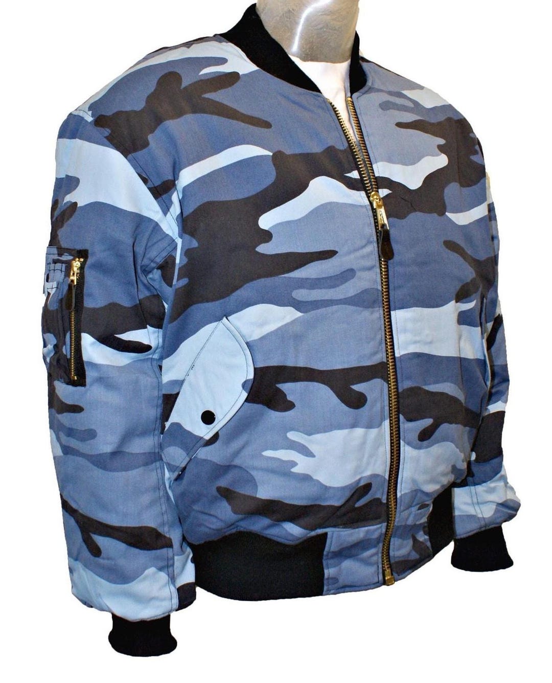 Classic Bomber Jacket Midnight Camo Black & Blue Camouflage - Etsy