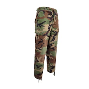 Army Trouser Original US Vintage Preloved BDU Ripstop Trouser Woodland Camo Army Military Surplus Issued Pant