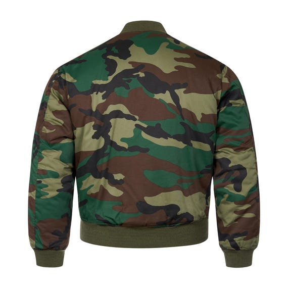Classic Bomber Jacket Woodland Camo Green, Brown & Black Classic Bomber Jacket Woodland Camo Green, Brown & Black