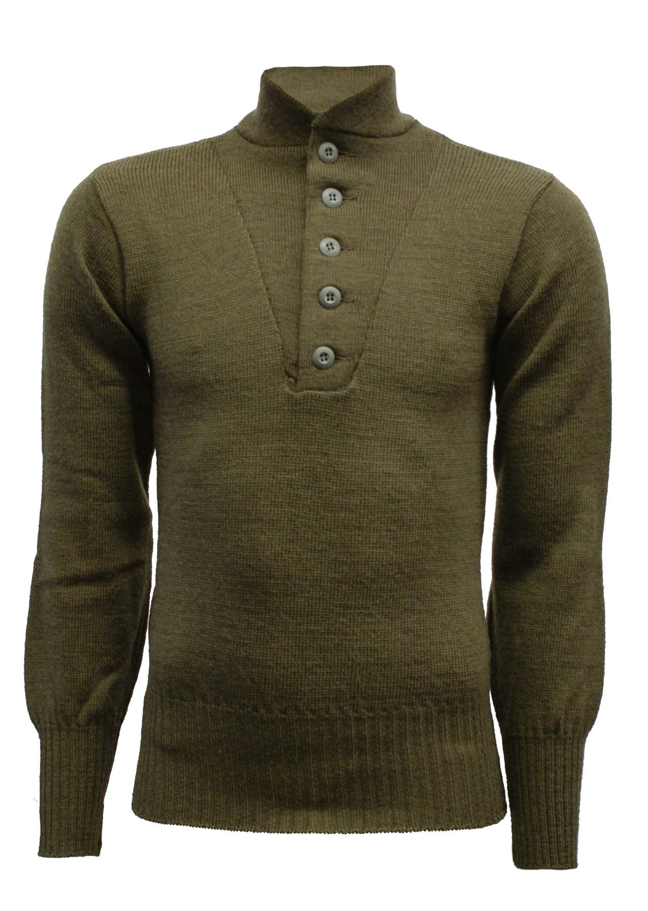 Vintage US 5 Button Khaki Brown Sweater Original US Pullover Army 