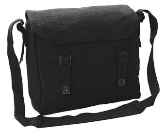 Vintage Canvas Bag Web Shoulder Haversack Black Kit Bag