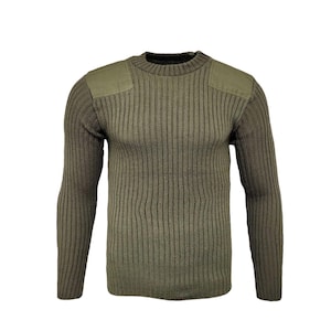 Original British Army Wool Jumper Military Surplus Genuine Vintage Stock Collection Warm Pullover New Condition Olive Green Size Small