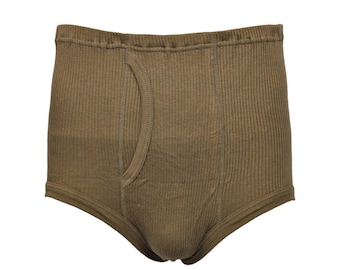 Mens Boxer Briefs Original Dutch Army Military Field Gear Soft Pants Underwear Khaki Vintage Surplus Collection