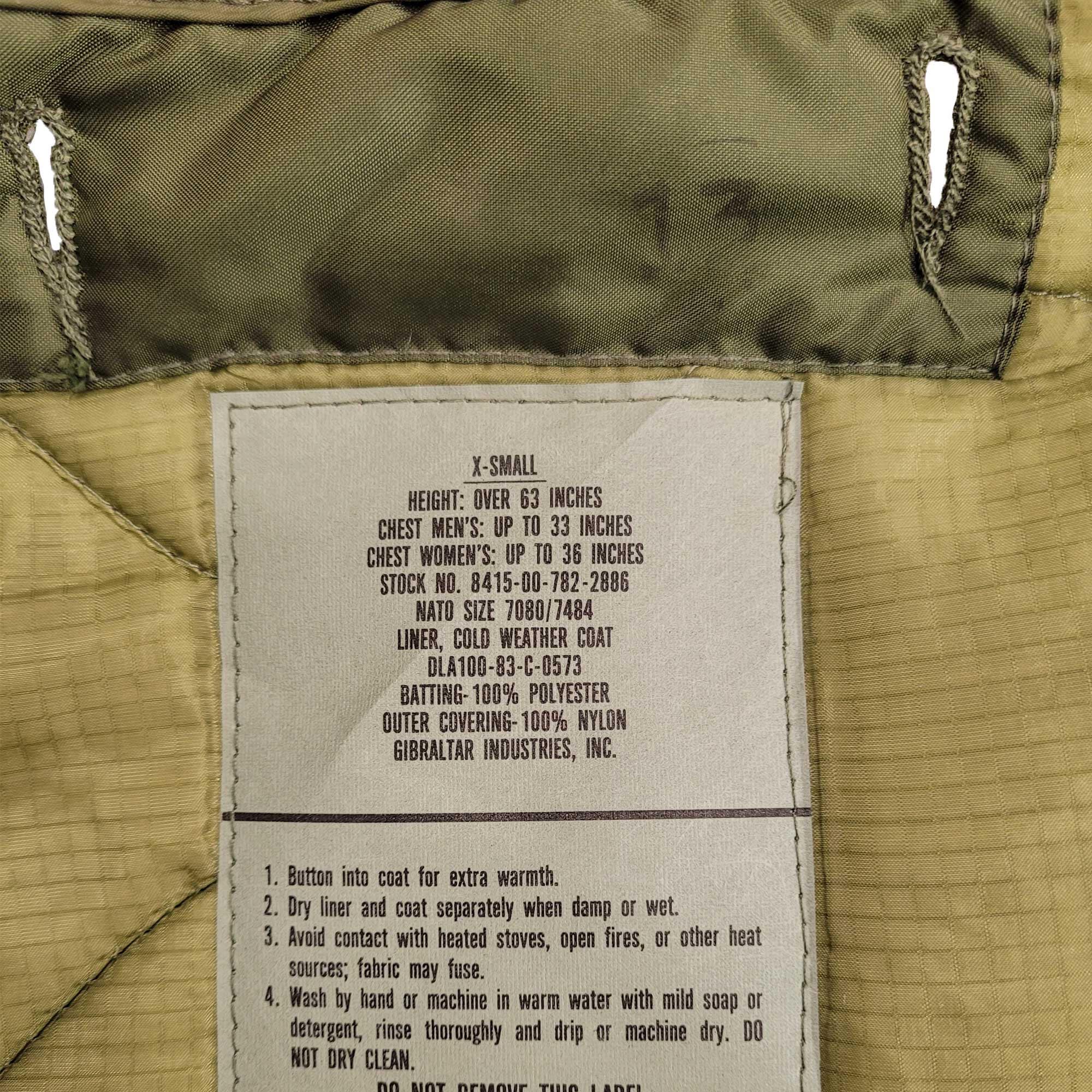 Original US M65 Jacket Liner Army Military Detachable Winter Original US M65 Jacket Liner Army Military Detachable Winter