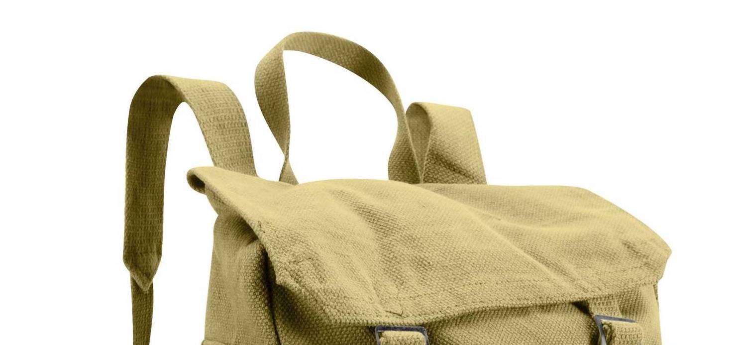 Sac à Dos Highlander Vintage En Coton Beige/kaki - Grand Modèle Avec Poche Web