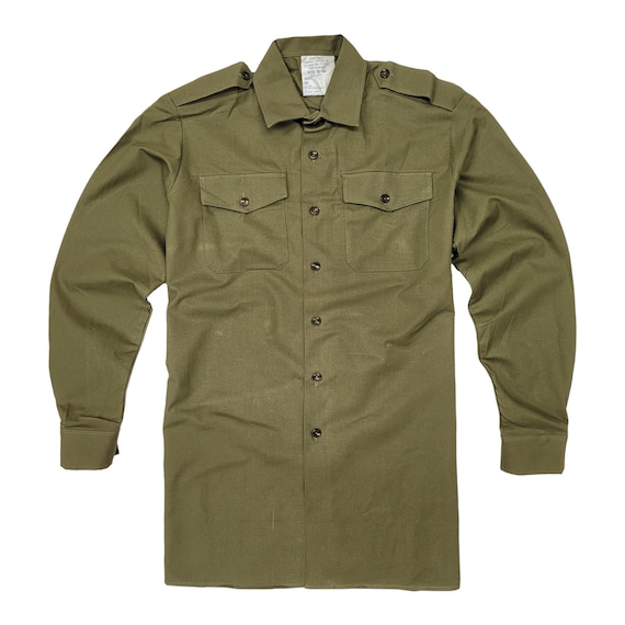 army dress green shirt Hisdern Men's Army Green Splicing Dress Shirt For Office Wear 2XL main image 1