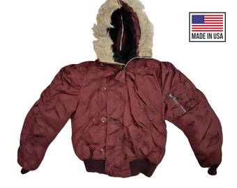 Large 80s N-2B Flight Jacket / Split Hood Cropped Parka Army Air