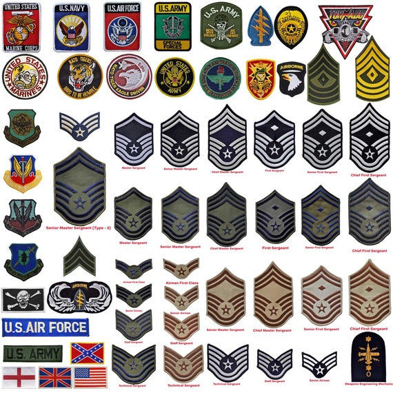 Insignias militares vintage Parches de bricolaje Uniforme de los Estados  Unidos Vestido de la Fuerza Aérea del Ejército Chaqueta militar Rangos  Coser en las insignias Colección Militaria -  México