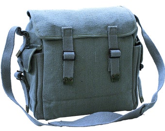 Vintage Canvas Bag With Lateral pockets Web Shoulder Haversack RAF Blue Kit Bag