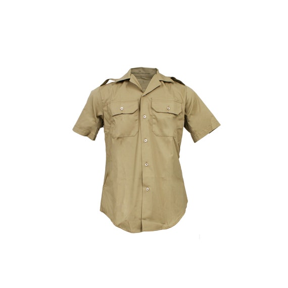 ＜6(ROKU)＞ARMY CLOTH SHIRT/シャツ ベージュ Vintage US Army Short Sleeve Shirt Tan Military Uniform Beige Size
