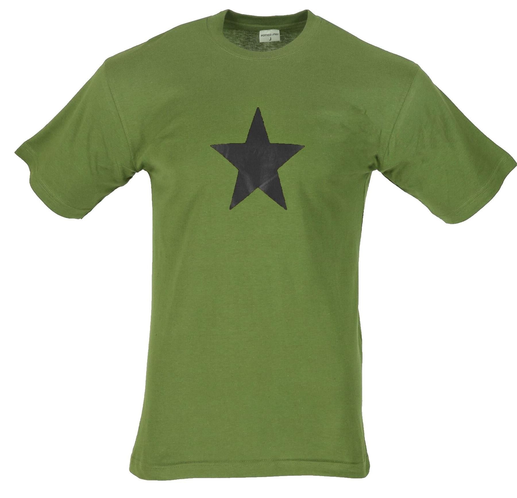 Vintage Military Olive T-shirt with Black Star Green Army Tee