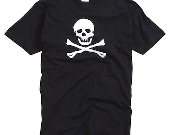 Classic Skull & Crossbones Printed T-shirt Black Tee Top