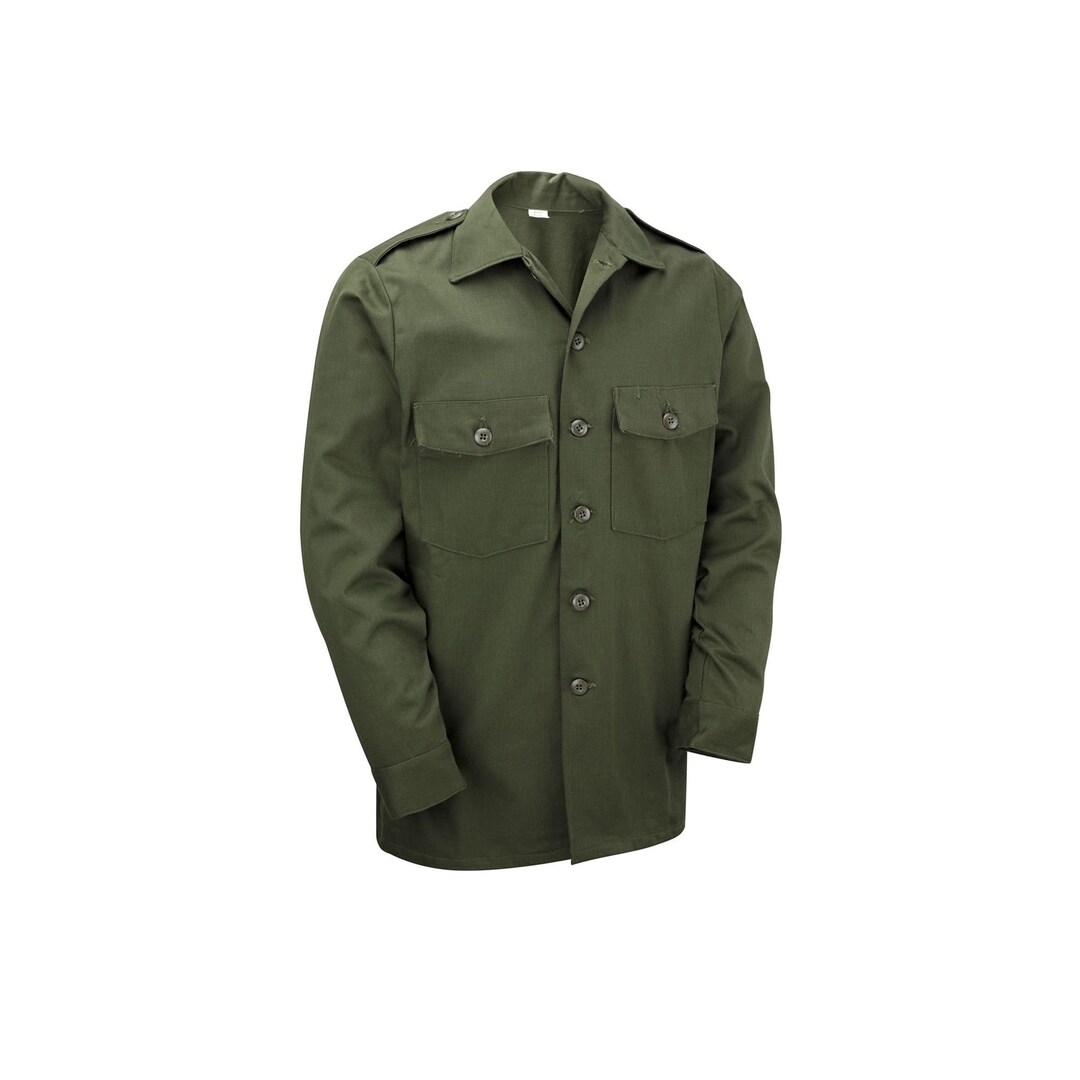 Army Surplus Vintage Military US Fatigue Shirt Olive Green Etsy