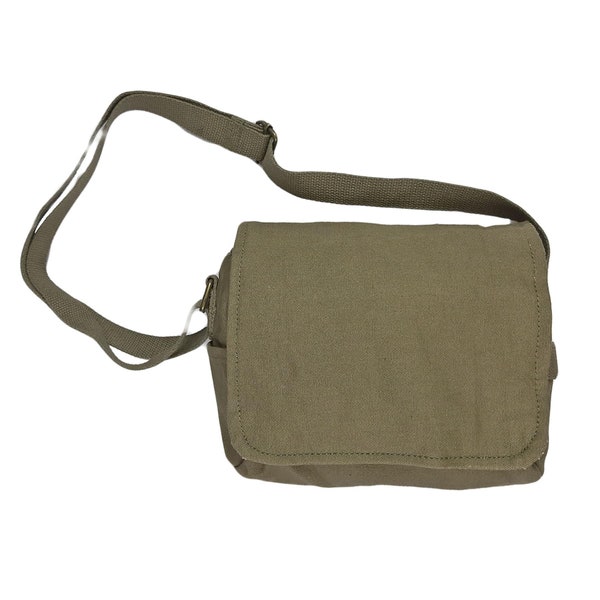 Small Cross-Body Shoulder Bag Military Style Handy Sizing Green Khaki