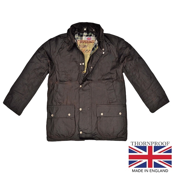 British Wax Jacket Original Made Hunting Fishing Camping Hiking Riding Coat Waxed Cotton Brown