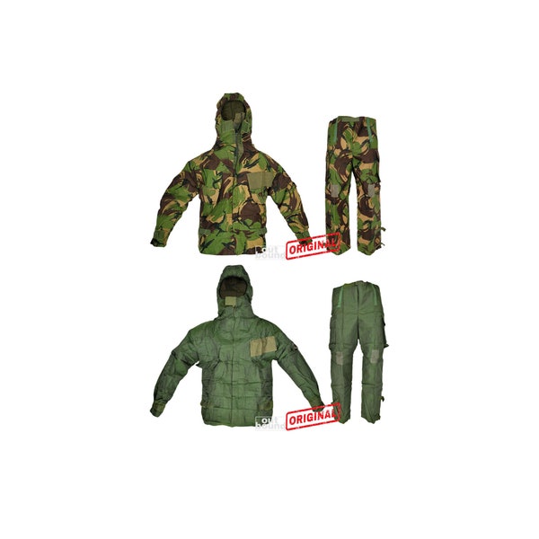 Original Ejército británico NBC Nuclear Biológico Traje Chaqueta Pantalón Camo Protección Oliva Set Grande Grande